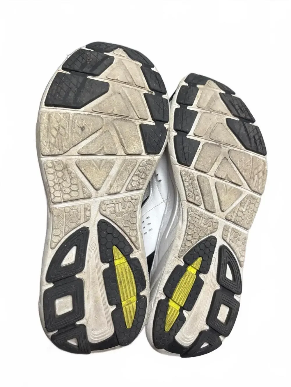 Fila unisex Athletic Sneakers White Black and Neon Yellow